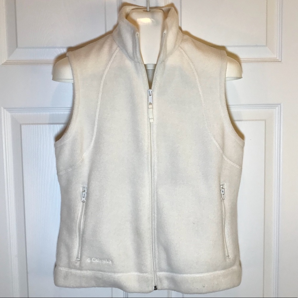 Columbia Off White Fleece Zipper Front Vest